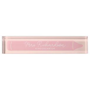 Placa De Nombre Lápiz rosa moderno con nombre de profesor personal