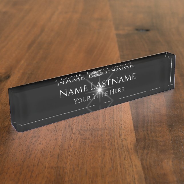 Placa De Nombre Lash Salon Makeup Artist Minimal Blanco Blanco Neg (Lateral)