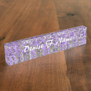 Placa De Nombre Lavanda morada florece floral personalizada