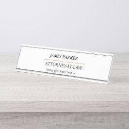 Placa De Nombre Lawyer Attorney At Law Classy White