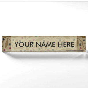 Placa De Nombre Leaf Berry Classic Colored Bonito Pattern Art