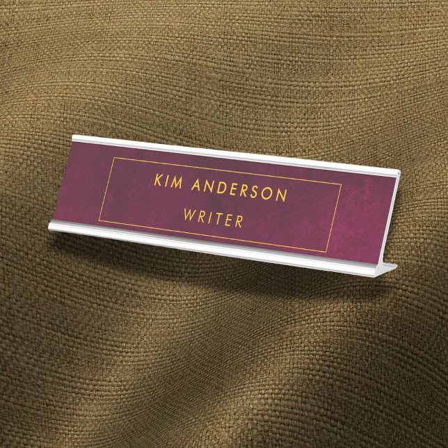 Placa De Nombre Leather Look Maroon Customizable (Subido por el creador)