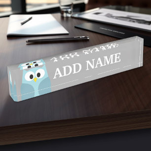 Placa De Nombre Lechuza Personalizado corta - Nombre personalizado