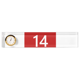 Placa De Nombre Legendario Nº 14 en rojo y blanco