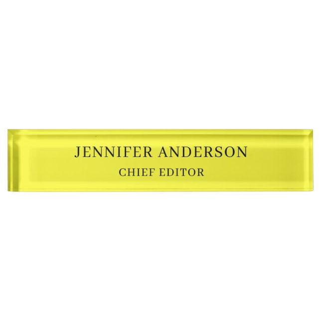 Placa De Nombre Lemon Yellow Professional Modern Plain Minimalist (Anverso)