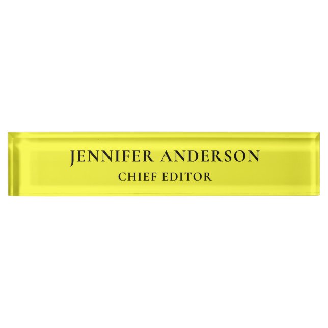 Placa De Nombre Lemon Yellow Professional Modern Plain Minimalist (Anverso)