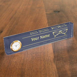Placa De Nombre Lentes del oro