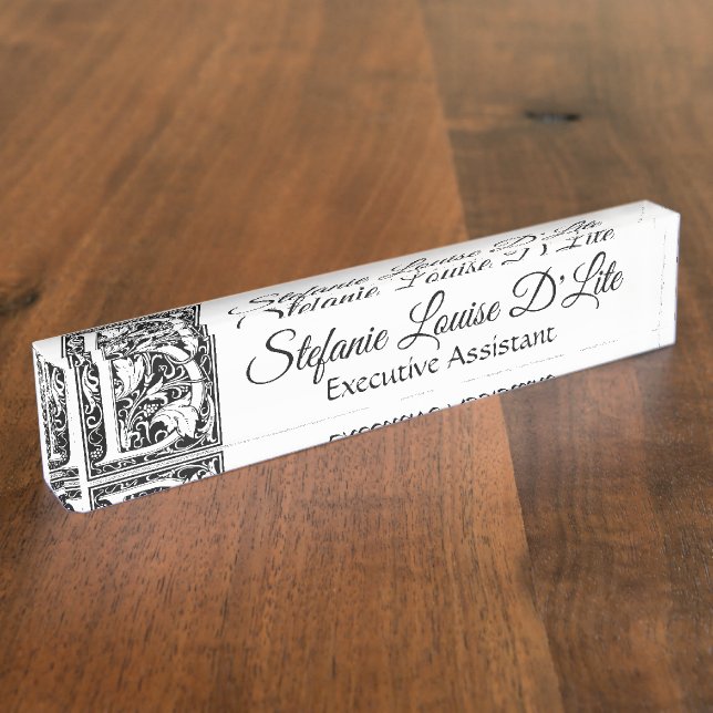 Placa De Nombre Letra vintage "D" (Lateral)