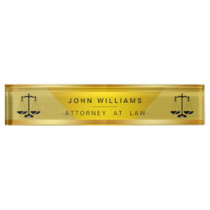 Placa De Nombre Ley Gold Black Legal Scale Classic
