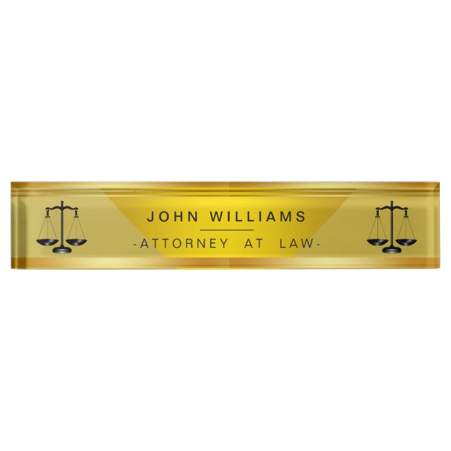 Placa De Nombre Ley Gold Black Legal Scale Classic (Anverso)