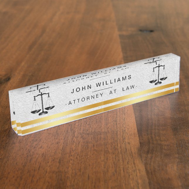 Placa De Nombre Ley Gold Black Legal Scale Classic (Lateral)