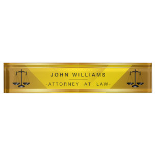 Placa De Nombre Ley Gold Black Legal Scale Classic