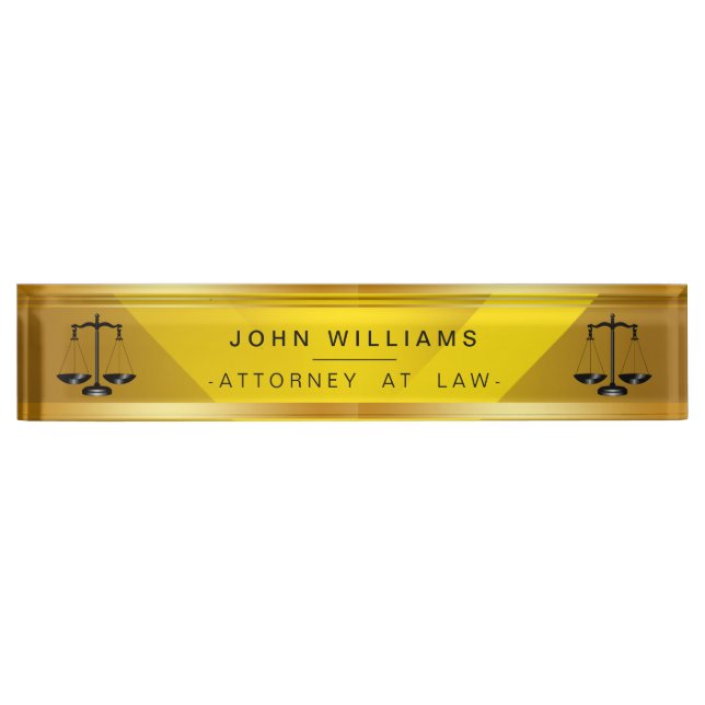 Placa De Nombre Ley Gold Black Legal Scale Classic (Anverso)