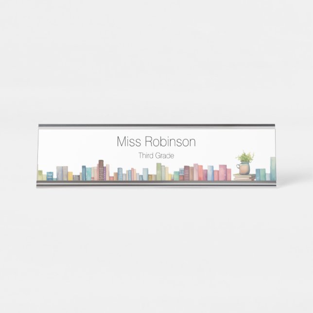 Placa De Nombre Libros acuáticos de profesores o bibliotecarios (Anverso)