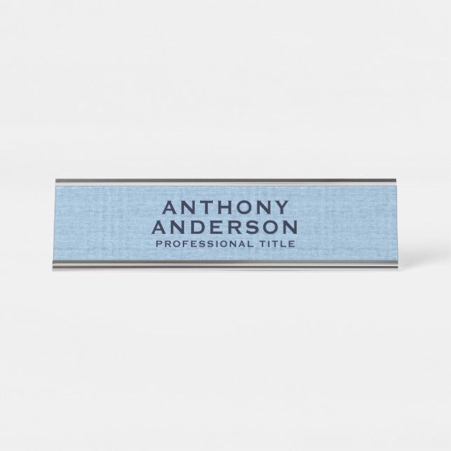 Placa De Nombre Light Blue Fabric Texture (Anverso)