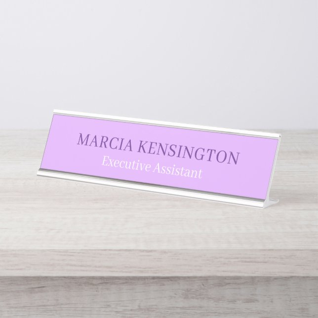 Placa De Nombre Light Lavender Lilac Modern Professional (Anverso)