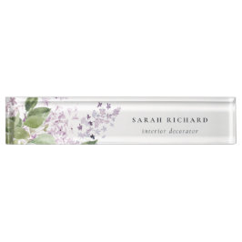 Placa De Nombre Lilac Cottage Garden Watercolor Floral Bunch