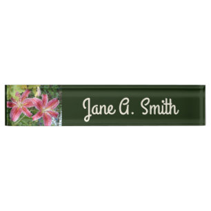 Placa De Nombre Lilios Stargazer Jardín Floral