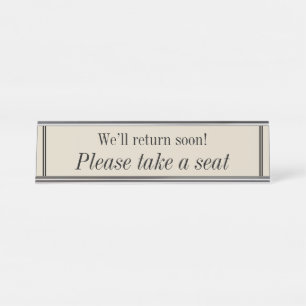 Placa De Nombre Limpio y elegante "Por favor, siéntese"