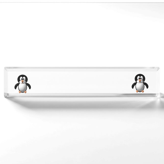Placa De Nombre Lindo pingüino alegre con aspecto 3D (Anverso)