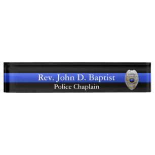Placa De Nombre Línea Azul delgada - Insignia Chaplain