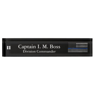 Placa De Nombre Línea Azul delgada - Nameplat con la bandera maltr