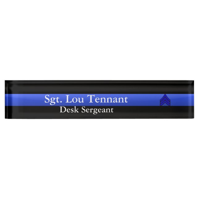 Placa De Nombre Línea Azul delgada - Sargento Stripes Rank (Anverso)