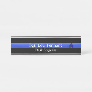 Placa De Nombre Línea Azul delgada - Sargento Stripes Rank Namepla
