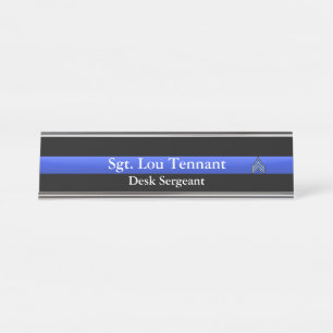 Placa De Nombre Línea Azul delgada - Sargento Stripes Rank Namepla