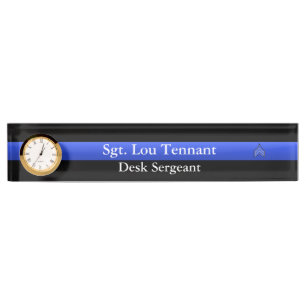 Placa De Nombre Línea Azul delgada - Sargento Stripes Rank Namepla