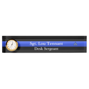 Placa De Nombre Línea Azul delgada - Sargento Stripes Rank Namepla