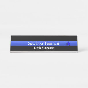Placa De Nombre Línea Azul delgada - Sargento Stripes Rank Namepla