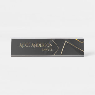 Placa De Nombre Línea elegante de oro negro de lujo Oficina profes
