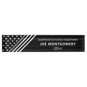 Placa De Nombre Línea gris fina monograma correccional de las