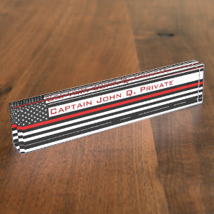 Placa De Nombre Línea roja fina bandera americana