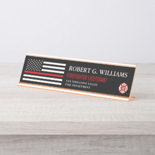 Placa De Nombre Línea roja fina bandera americana modificada para