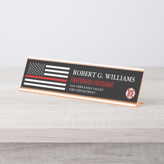 Placa De Nombre Línea roja fina bandera americana modificada para (Anverso)