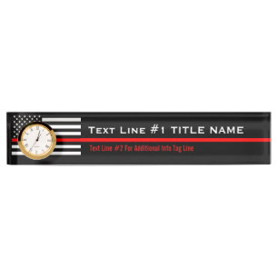 Placa De Nombre Línea roja fina personalizada bandera americana e