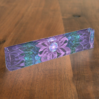 Placa De Nombre Lirio Bejeweled de la mariposa de la turquesa