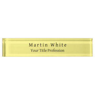 Placa De Nombre Llanura Amarilla Clara Elegante Profesional Modern