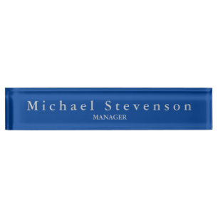 Placa De Nombre Llanura Minimalista Azul Elegante