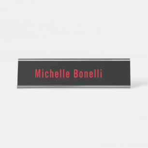 Placa De Nombre Llanura moderna Minimalista negra y negra profesio
