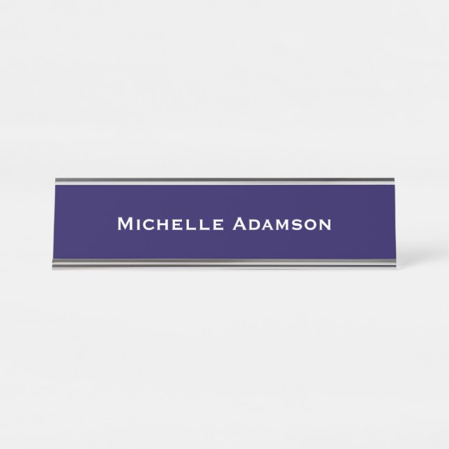Placa De Nombre Llanura profesional azul oscuro moderna (Anverso)