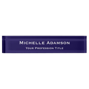 Placa De Nombre Llanura profesional azul oscuro moderna