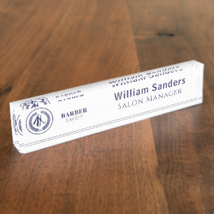 Placa De Nombre Logo de Barber shop personalizado administrador de