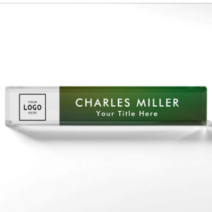 Placa De Nombre Logo de Black Green Modern Professional