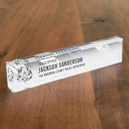 Placa De Nombre Logo de la Línea Azul delgada del Departamento de 