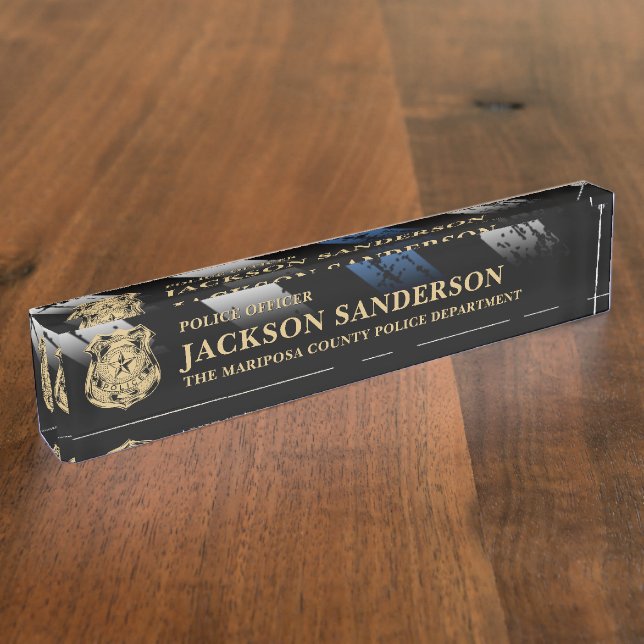 Placa De Nombre Logo de la Línea Azul delgada del Departamento de  (Lateral)