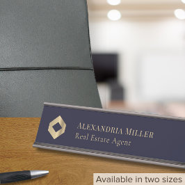 Placa De Nombre Logo de Navy Blue Modern Elegant