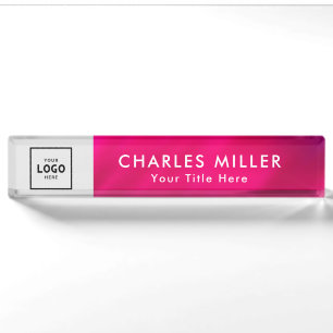 Placa De Nombre Logo de negocios Darkpink Simple Modern Profession
